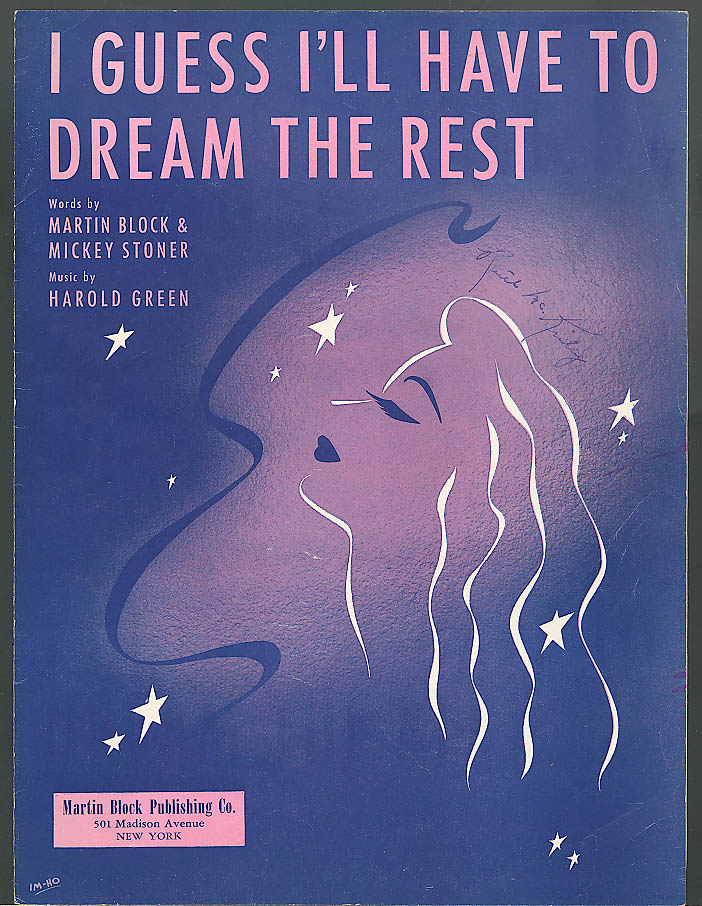 Image for I Guess I'll Have to Dream the Rest sheet music 1941
