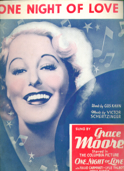 Image for One Night of Love 1934 sheet music Grace Moore