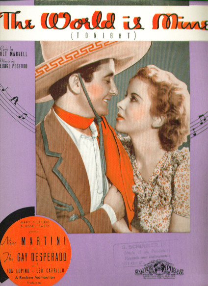 Image for The World is Mine 1935 sheet music Leo Carillo The Gay Desperado