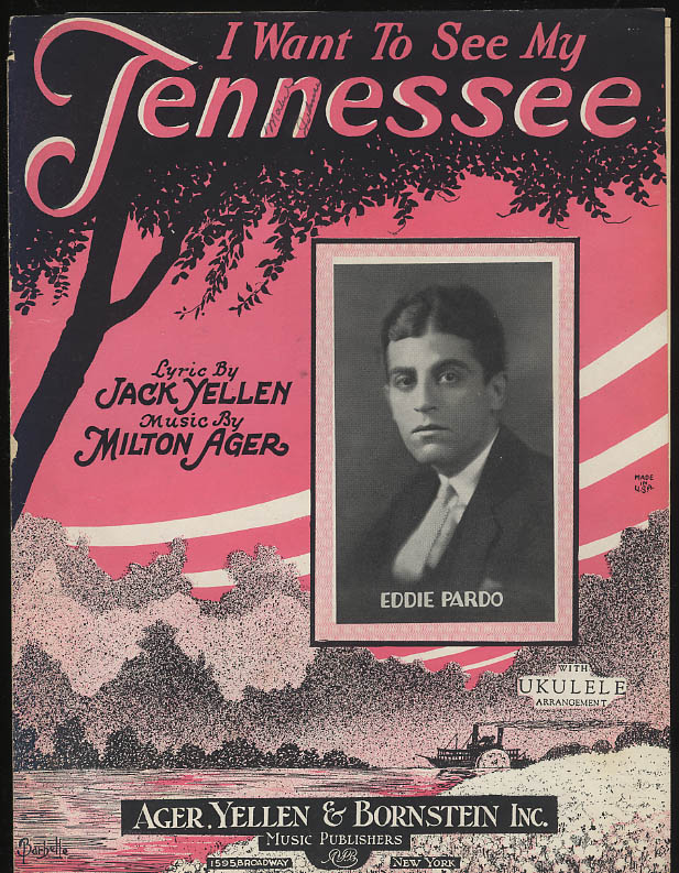 Image for I Want to See My Tennessee sheet music featured by Eddie Pardo 1924 Barbelle art