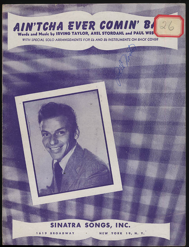 Image for Ain'tcha Ever Comin' Back sheet music Frank Sinatra 1947