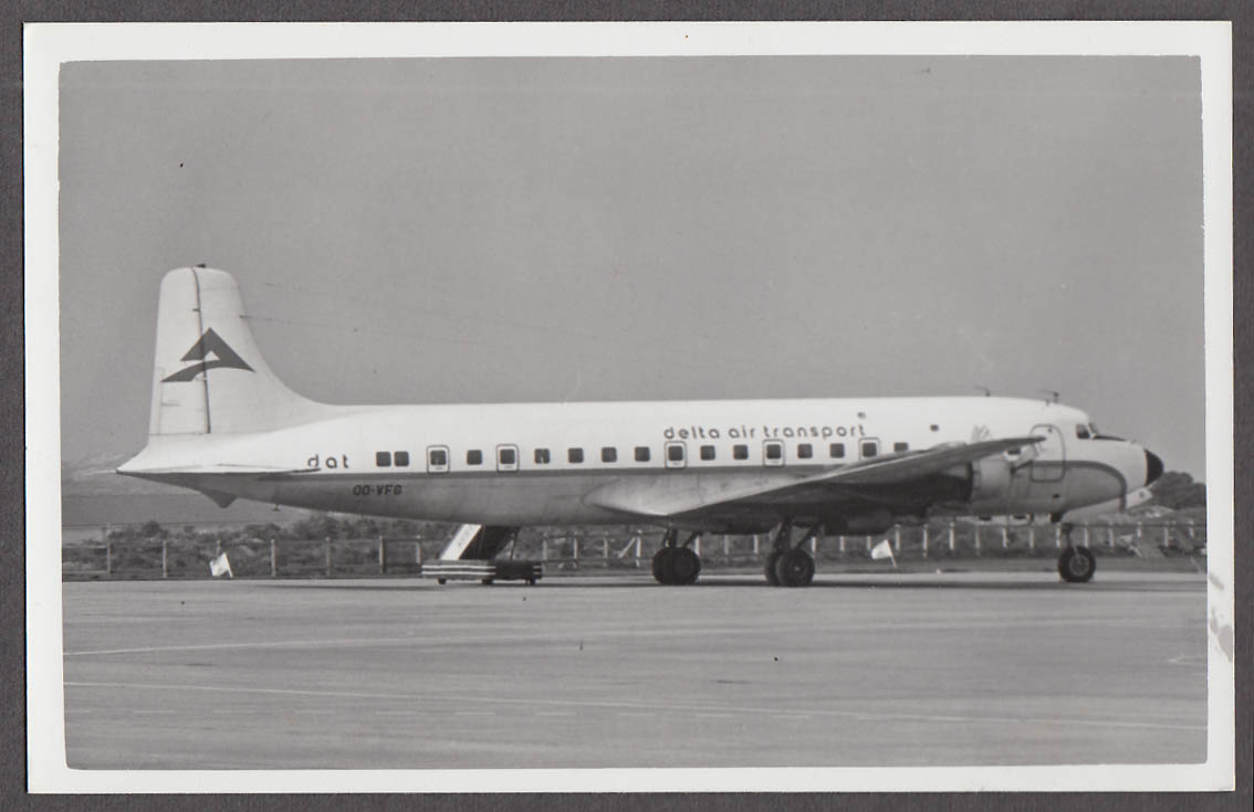 Image for Delta Air Transport Douglas DC-6 OO-VFG on tarmac photo ca 1950s