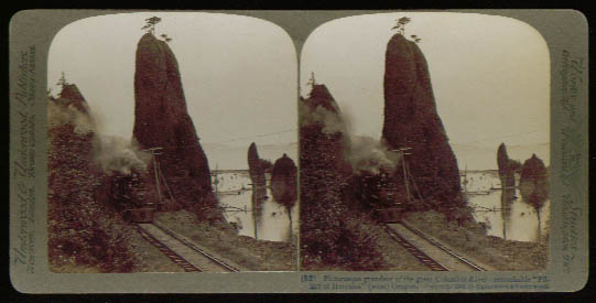 Image for Steam locomotive Pillars of Hercules Oregon stereoview 1902