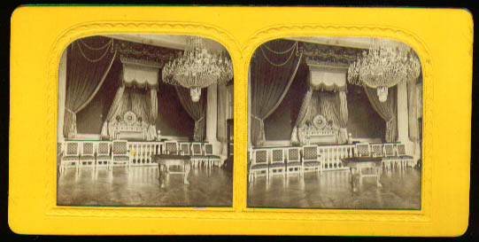 Image for Marie Louise bed backlit color stereoview 1870s