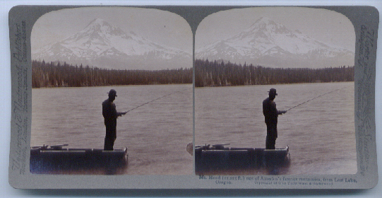 Image for 1904 Stereoview Fishing Mt. Hood Lost Lake OR