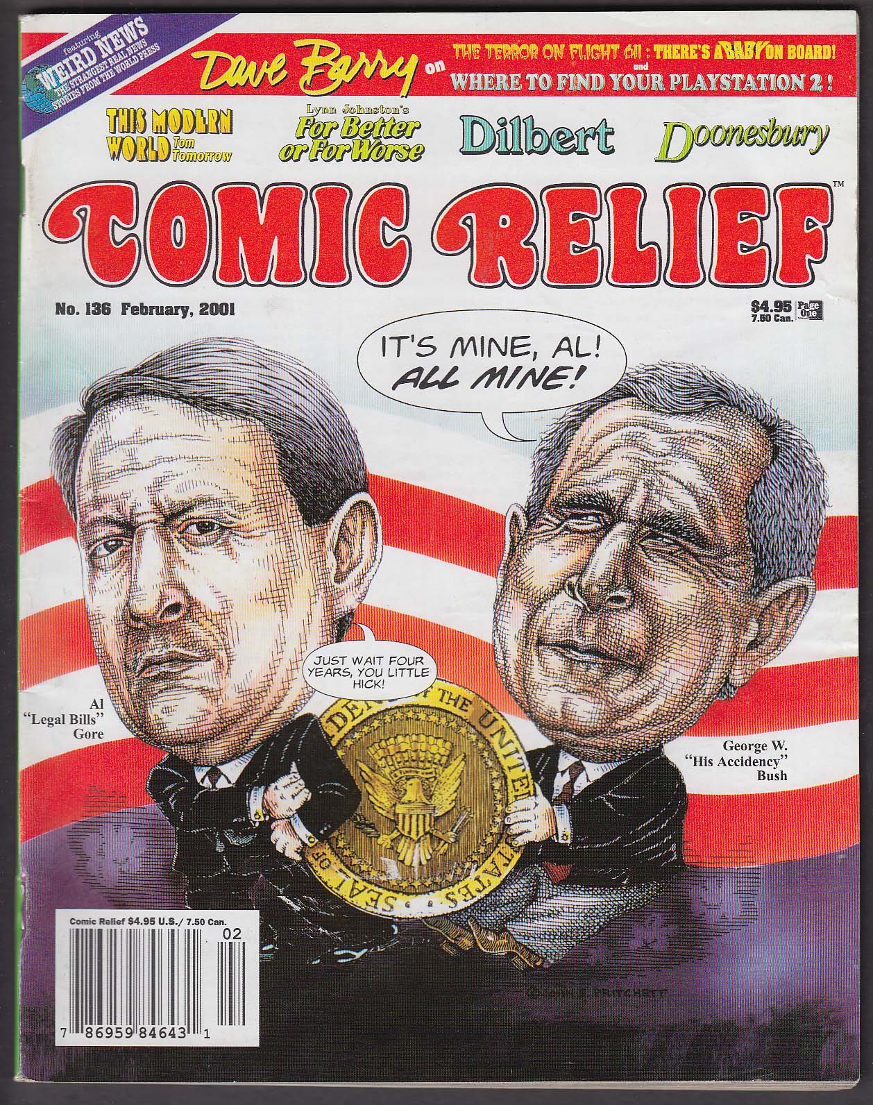 Image for COMIC RELIEF #136 Al Gore George W Bush Dilbert Doonesbury 2 2001
