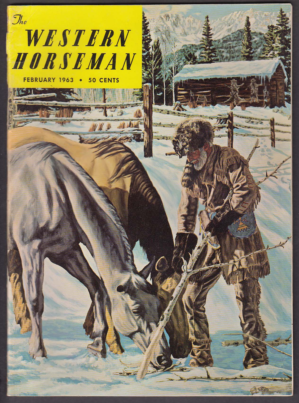Image for WESTERN HORSEMAN Postal Horses Iron Snowshoes Will Rogers Jim Bridger + 2 1963