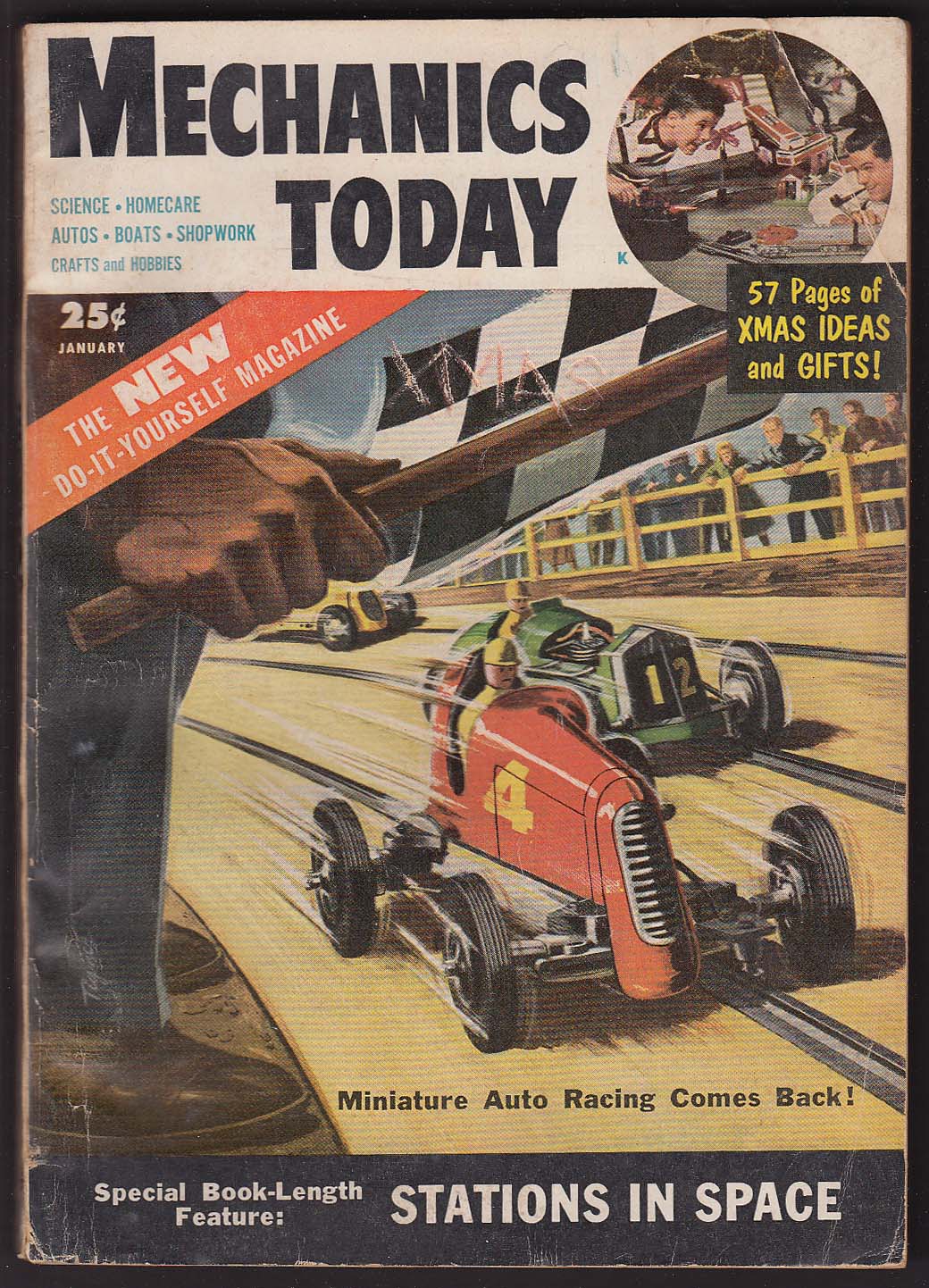 Image for MECHANICS TODAY Space Stations Miniature Auto Racing Stained Glass + 1 1954