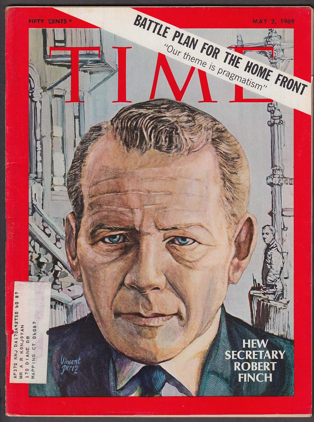 Image for TIME Robert Finch HEW Secretary Welfare Donald Rumsfeld Nixon De Gaulle 5/2 1969