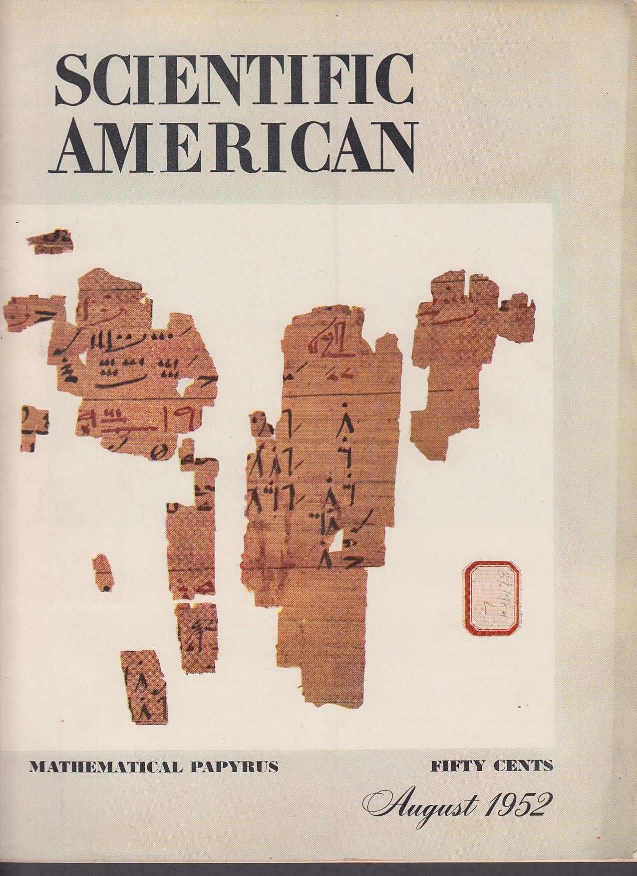 Image for SCIENTIFIC AMERICAN Chemical Agriculture Rhind Papyrus Asthma Microwaves 8 1952