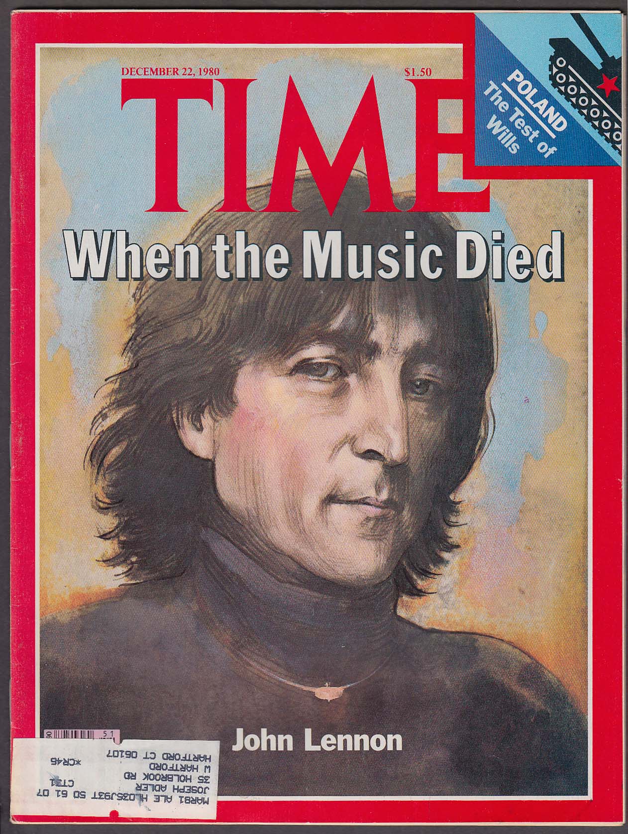 Image for TIME John Lennon Poland Ronald Reagan Chapman Afghanistan ++ 12/22 1980