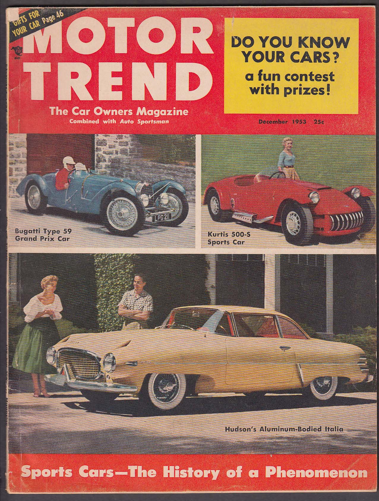 Image for MOTOR TREND 1954 Chrysler DeSoto Hudson Hornet Bugatti Type 59 ++ 12 1953