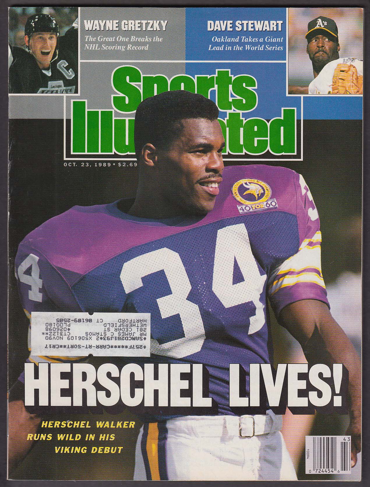 Image for SPORTS ILLUSTRATED Herschel Walker Wayne Gretzky Dave Stewart 10/23 1989