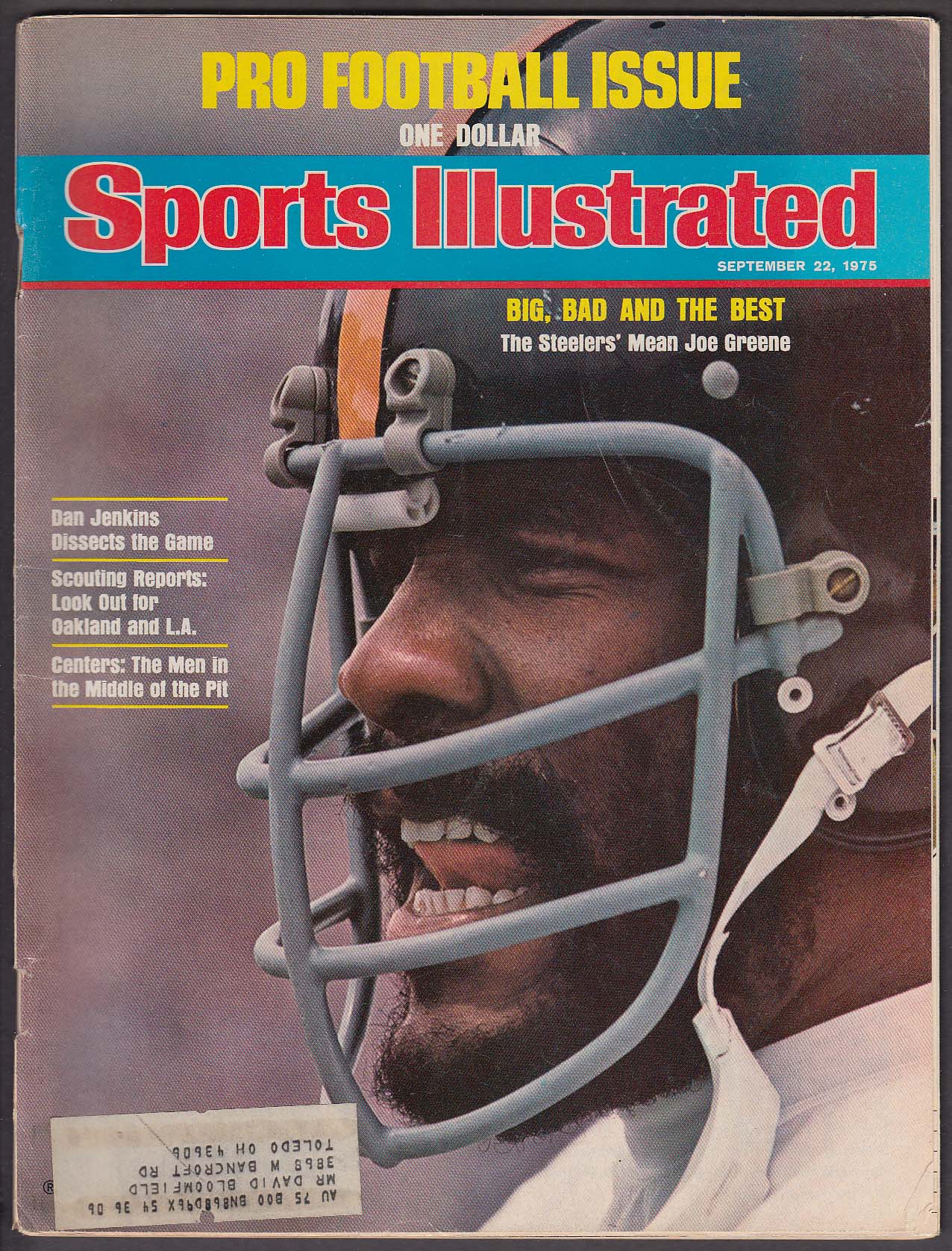 Image for SPORTS ILLUSTRATED Joe Greene Dan Jenkins Mark Mulvoy Roy Bount Jr 9/22 1975