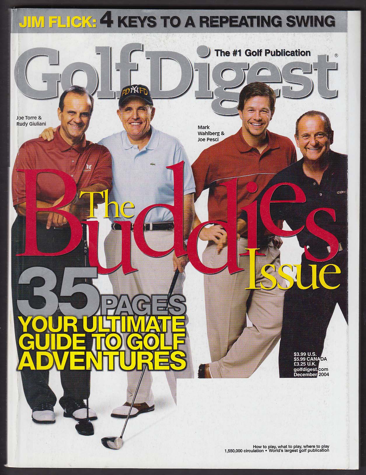Image for GOLF DIGEST Joe Torre Rudy Giuliani Mark Wahlberg Joe Pesci + 12 2004