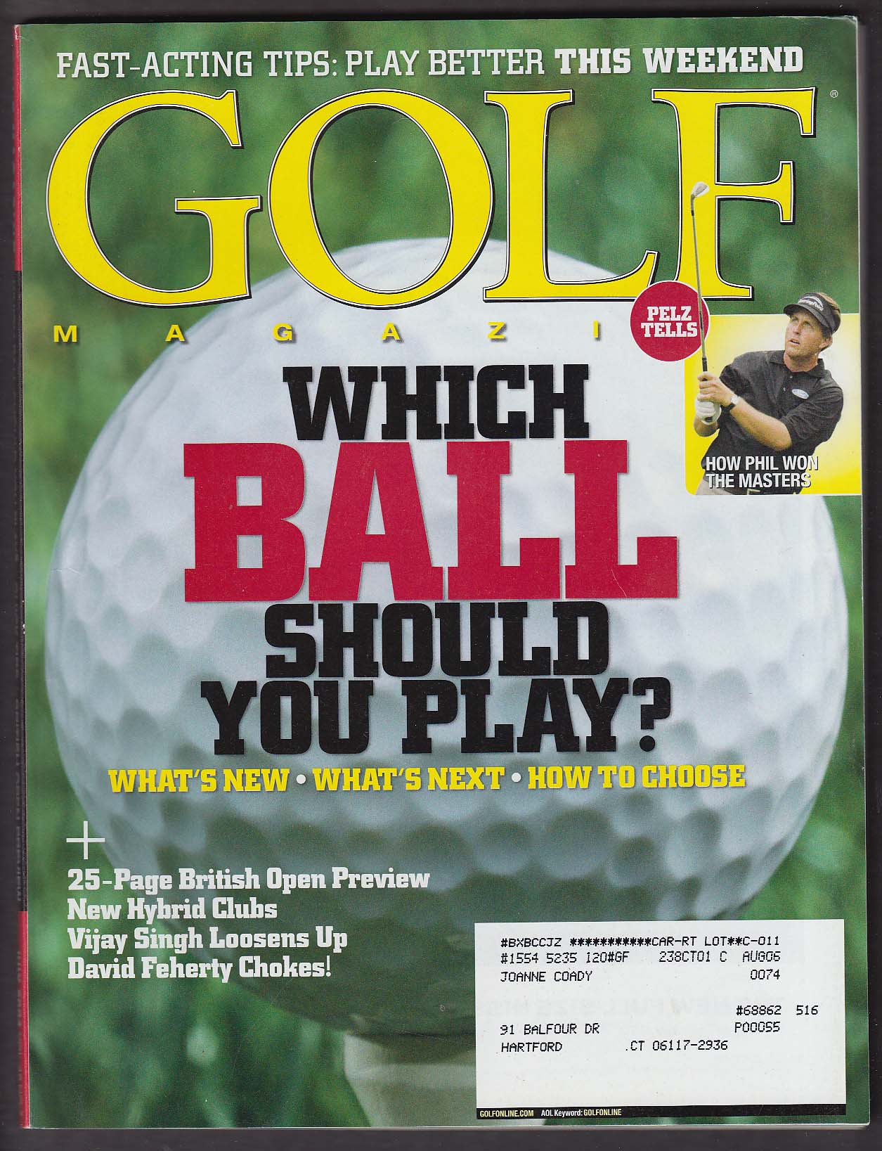 Image for GOLF Vijay Singh David Feherty Phil Mickelson + 7 2004