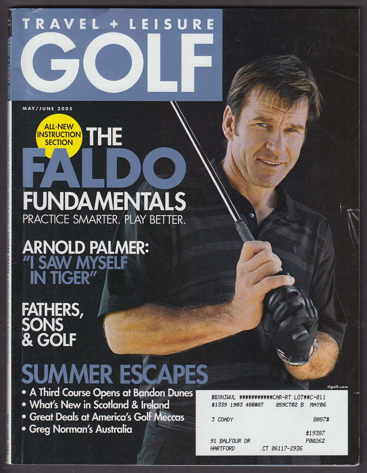 Image for TRAVEL + LEISURE GOLF Nick Faldo Arnold Palmer Greg Norman 5-6 2005