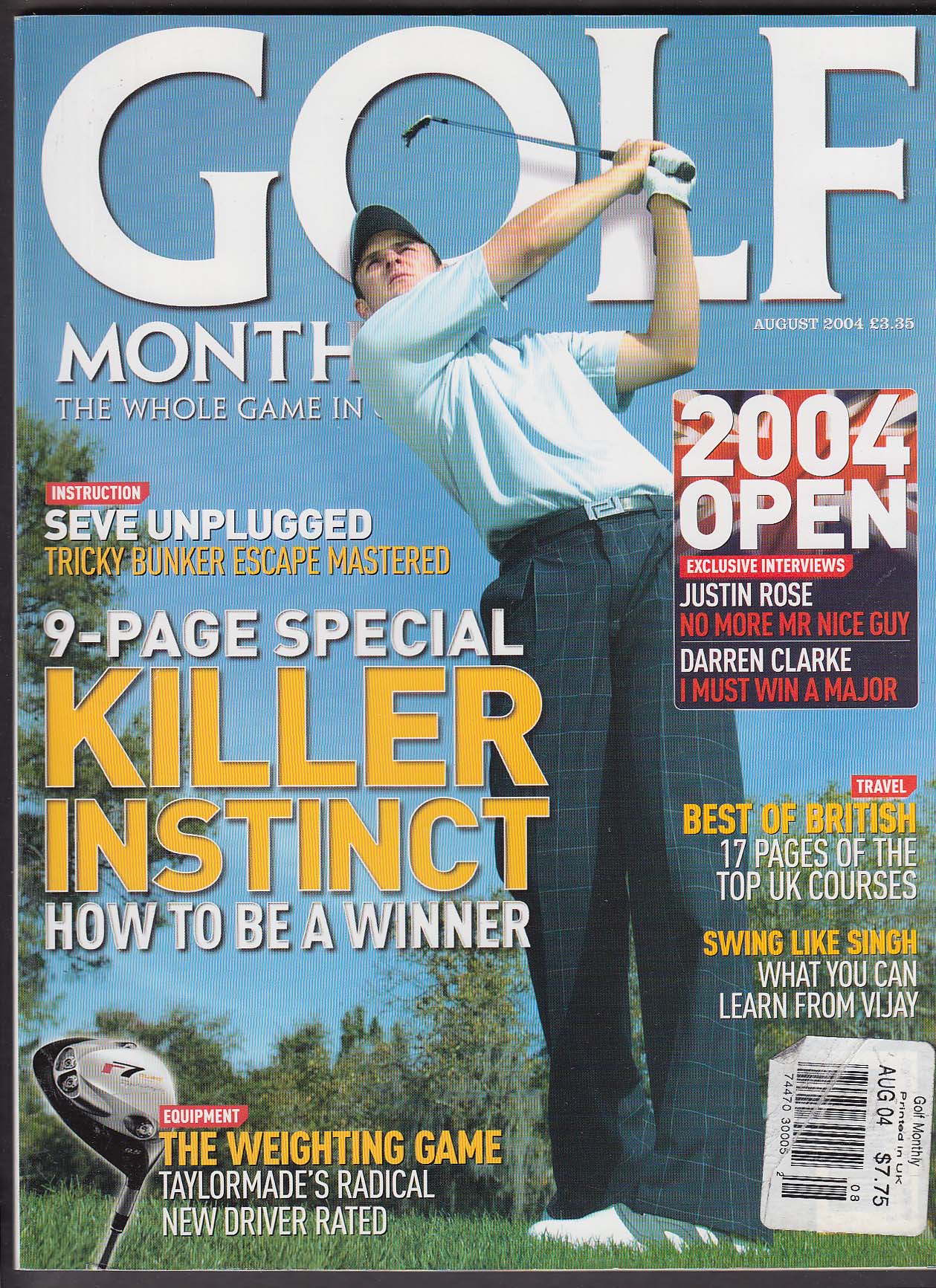 Image for GOLF MONTHLY Seve Ballesteros Justin Rose Darren Clarke + 8 2004