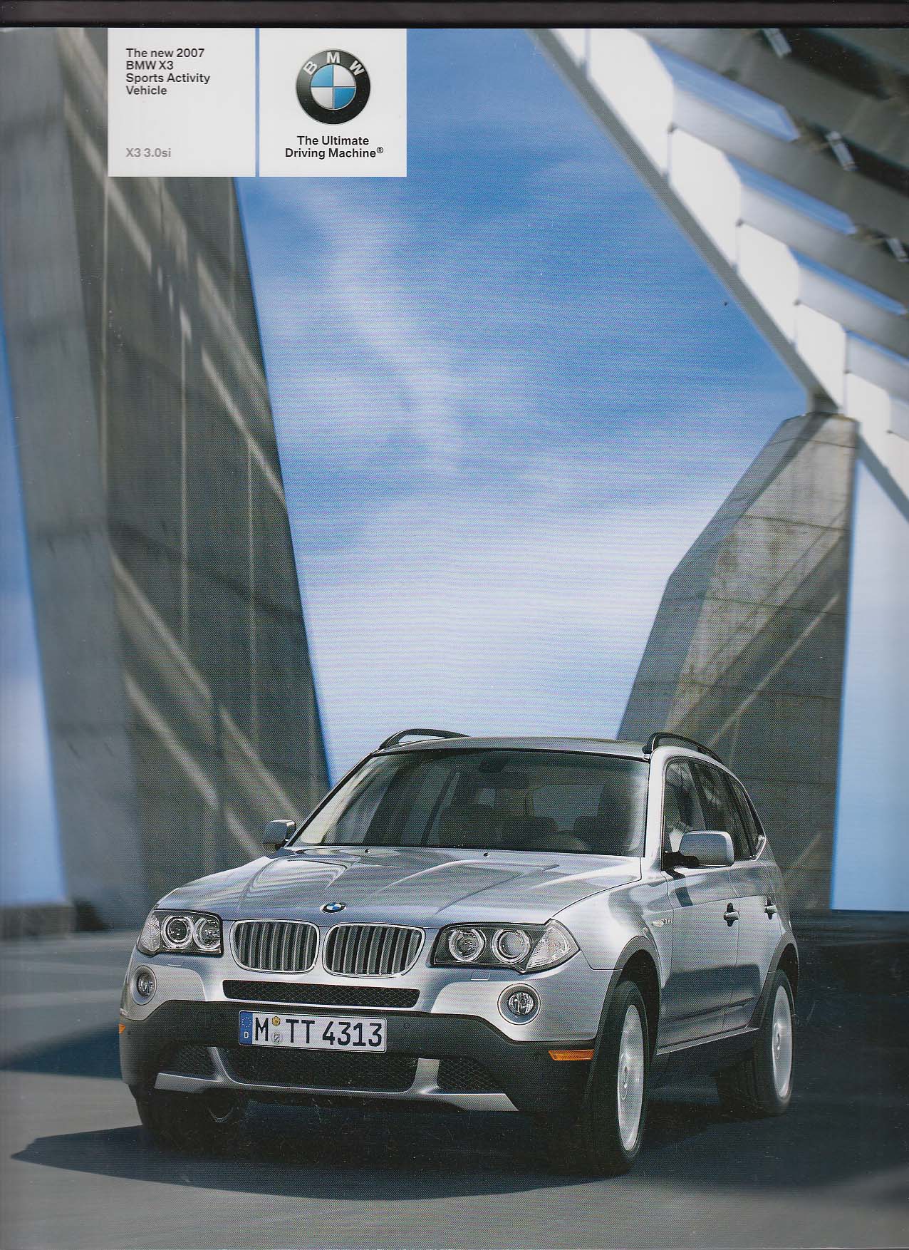 Image for 2007 BMW X3 Sports Activity Vehicle sales brochure catalog X3 3.0si