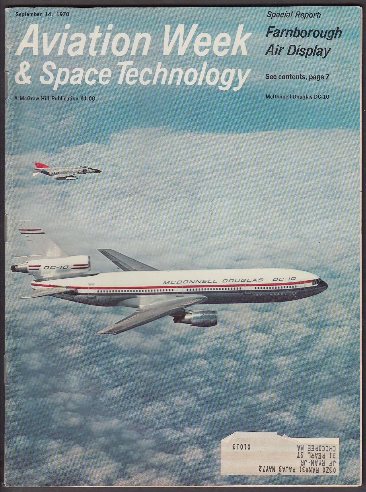 Image for AVIATION WEEK & Space Technology McDonnell Douglas DC-10 Apollo F-15 9/14 1970