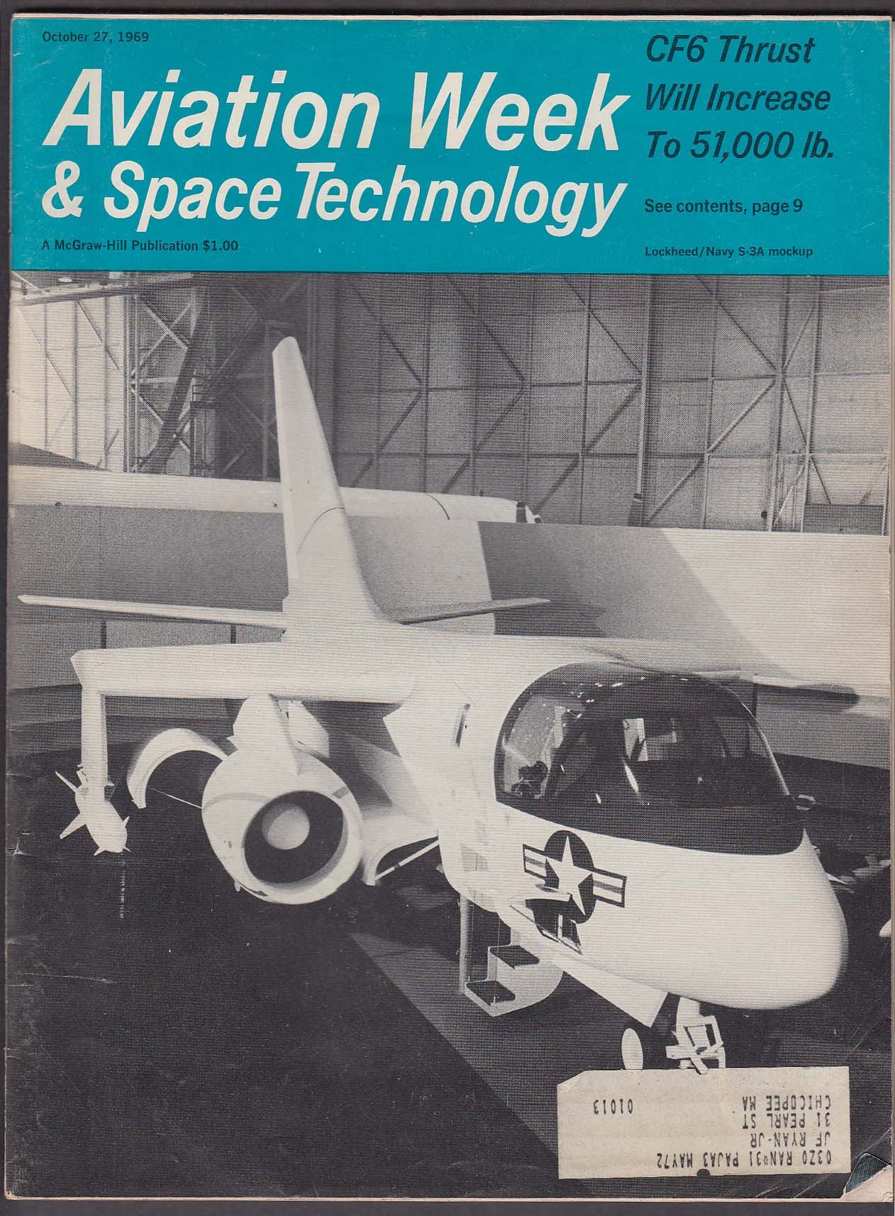 Image for AVIATION WEEK & Space Technology CF6 Soyuz Apollo 737 HueyCobra 10/27 1969