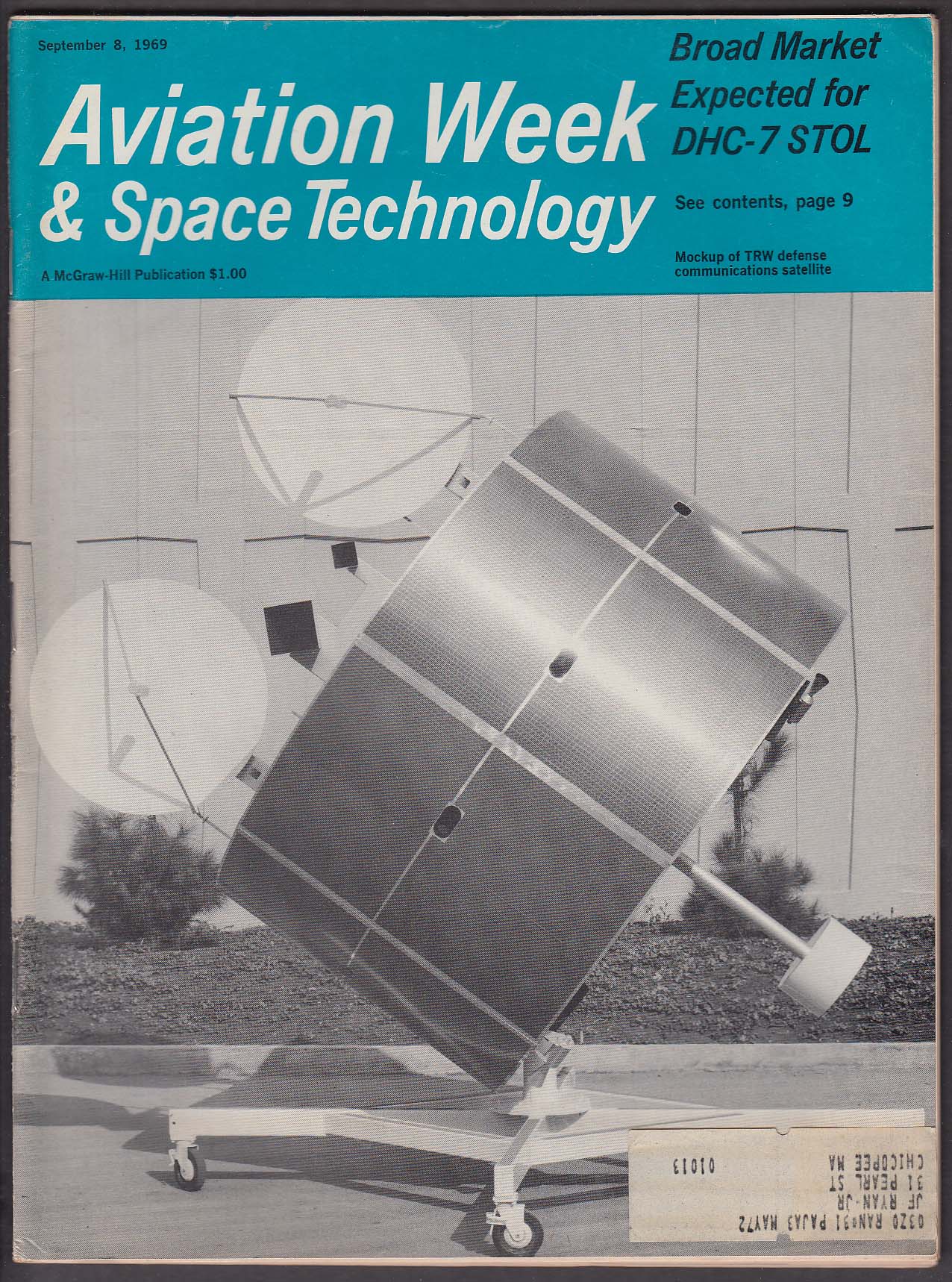 Image for AVIATION WEEK & Space Technology DHC-7 STOL L-1011 Pan Am Apollo 11 12 9/8 1969