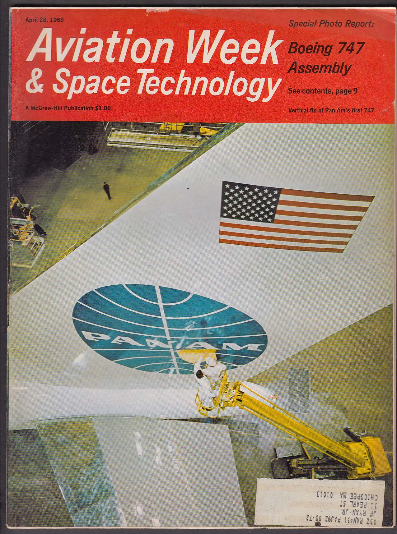 Image for AVIATION WEEK & Space Technology Boeing 747 Assembly Apollo Lockheed + 4/28 1969