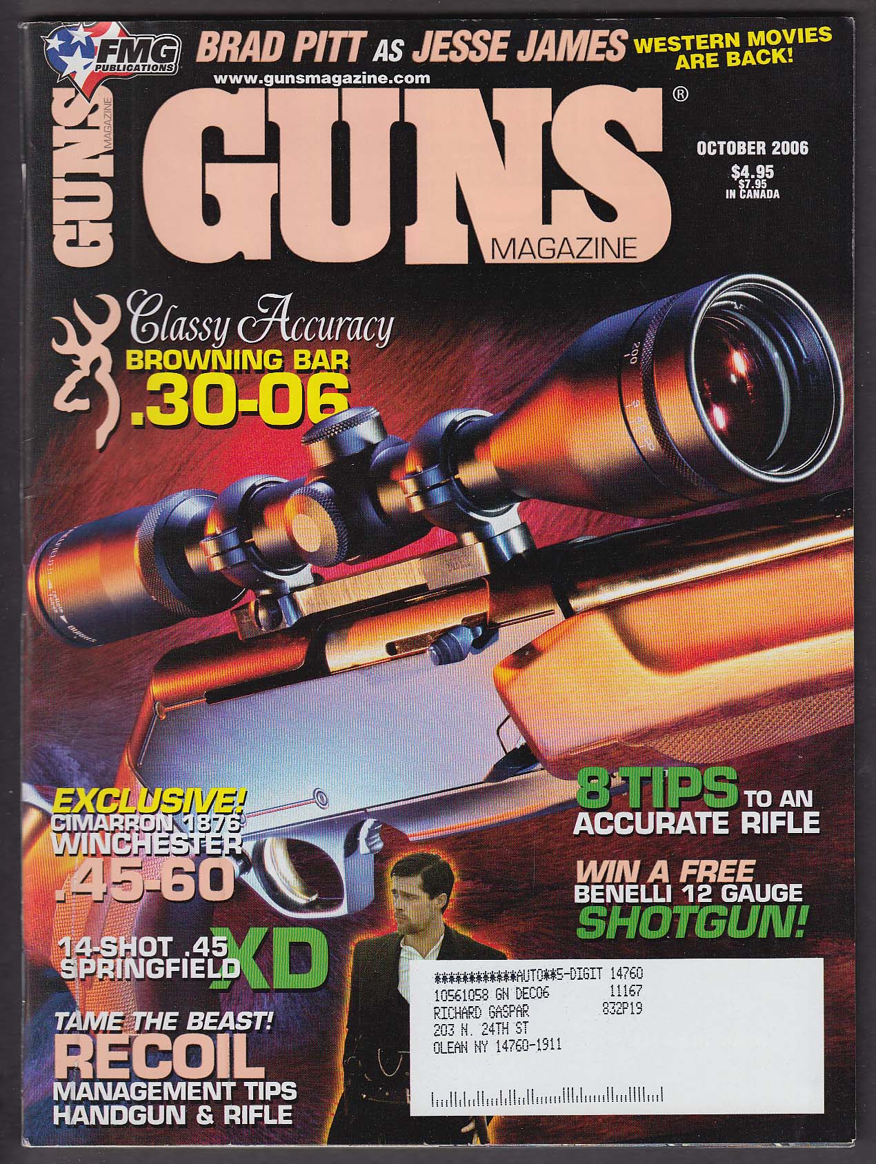 Image for GUNS Browning BAR .30-06 Cimarron 1876 Winchester XD .45 Springfield + 10 2006