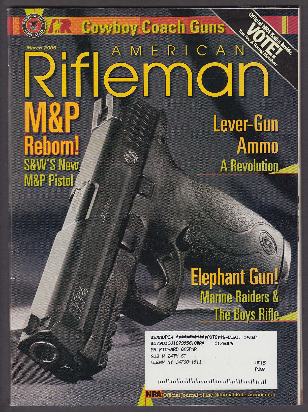 Image for AMERICAN RIFLEMAN Smith & Wesson M&P Cowboy Action Boys Anti-Tank + 3 2006