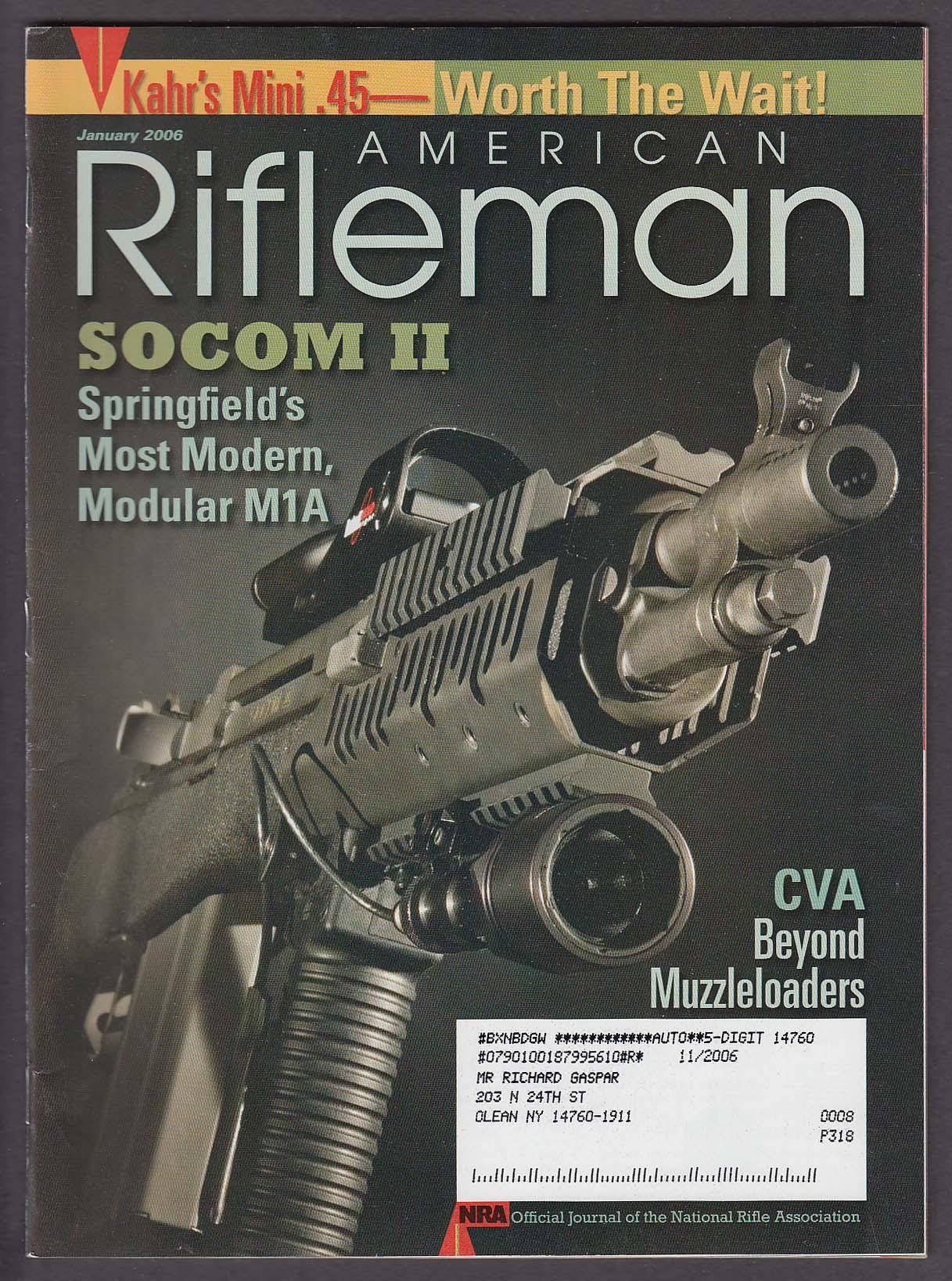 Image for AMERICAN RIFLEMAN Springfield M1A SOCOM II Kahr 45 Ward-Burton + 1 2006