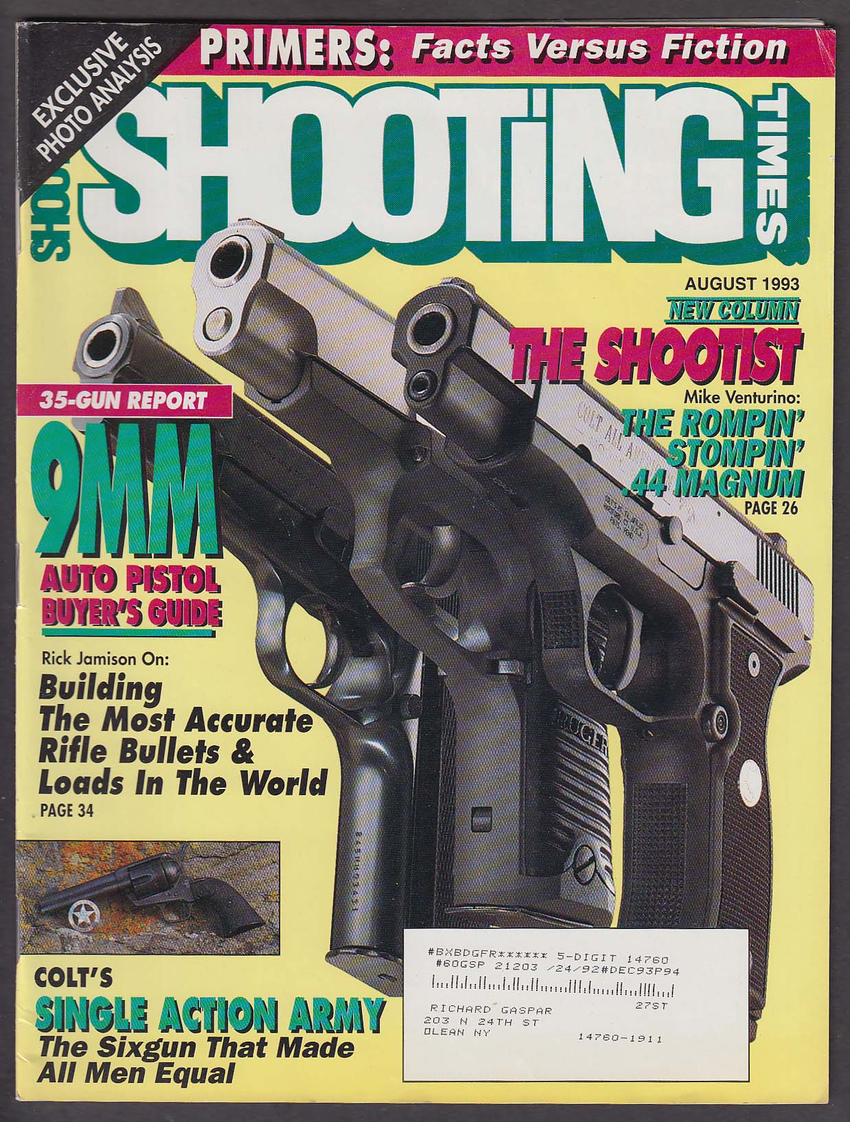 Image for SHOOTING TIMES 9mm Pistol Buyer's Guide Thompson/Center Hornady ++ 8 1993