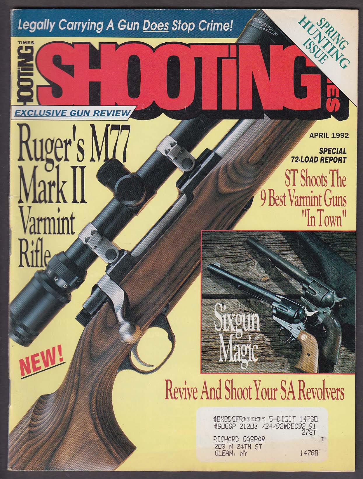 Image for SHOOTING TIMES Ruger M77 Mark II Savage Remington Winchester Weatherby ++ 4 1992