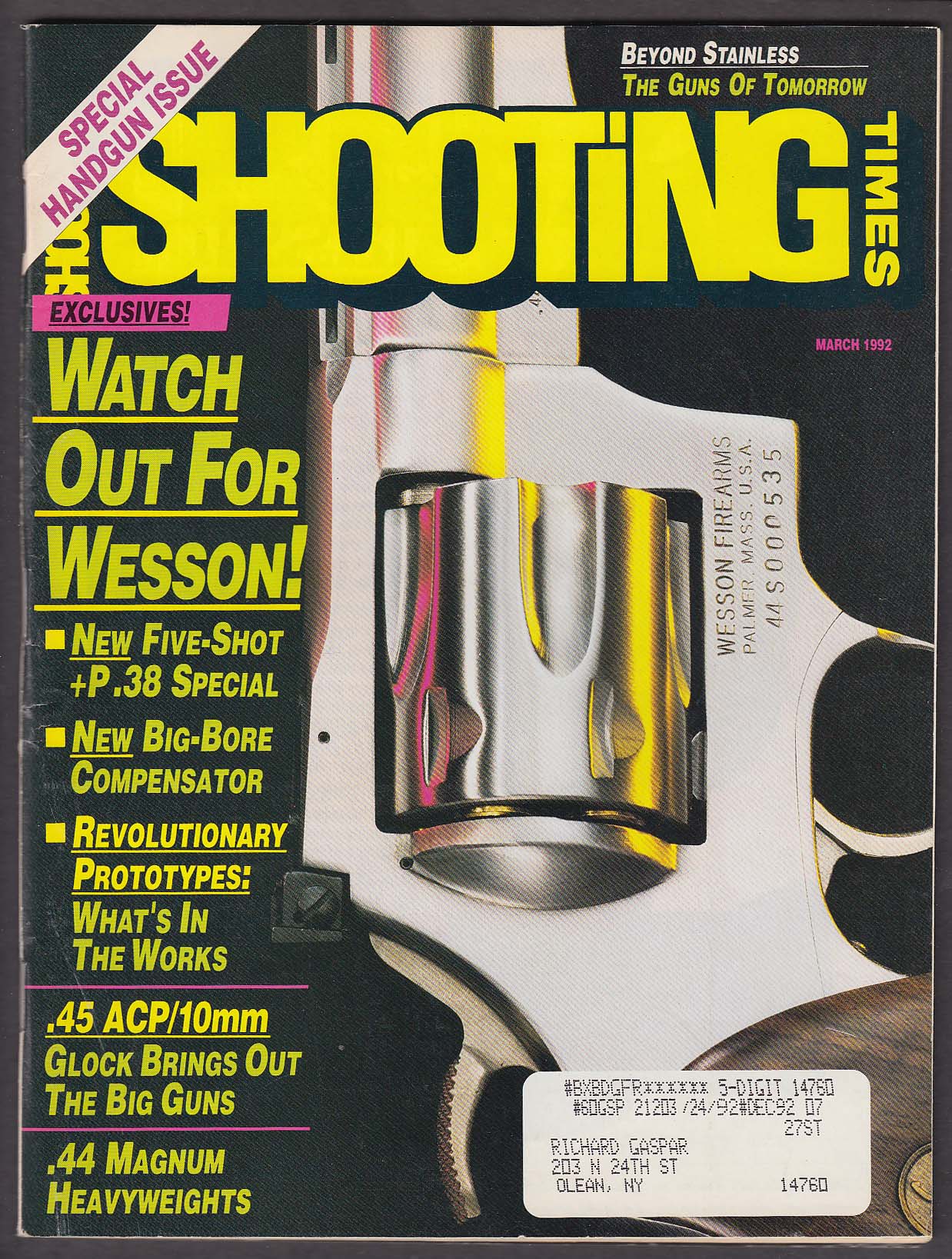 Image for SHOOTING TIMES Wesson +P .38 Glock 10mm vs .45 .44 Magnum 3 1992