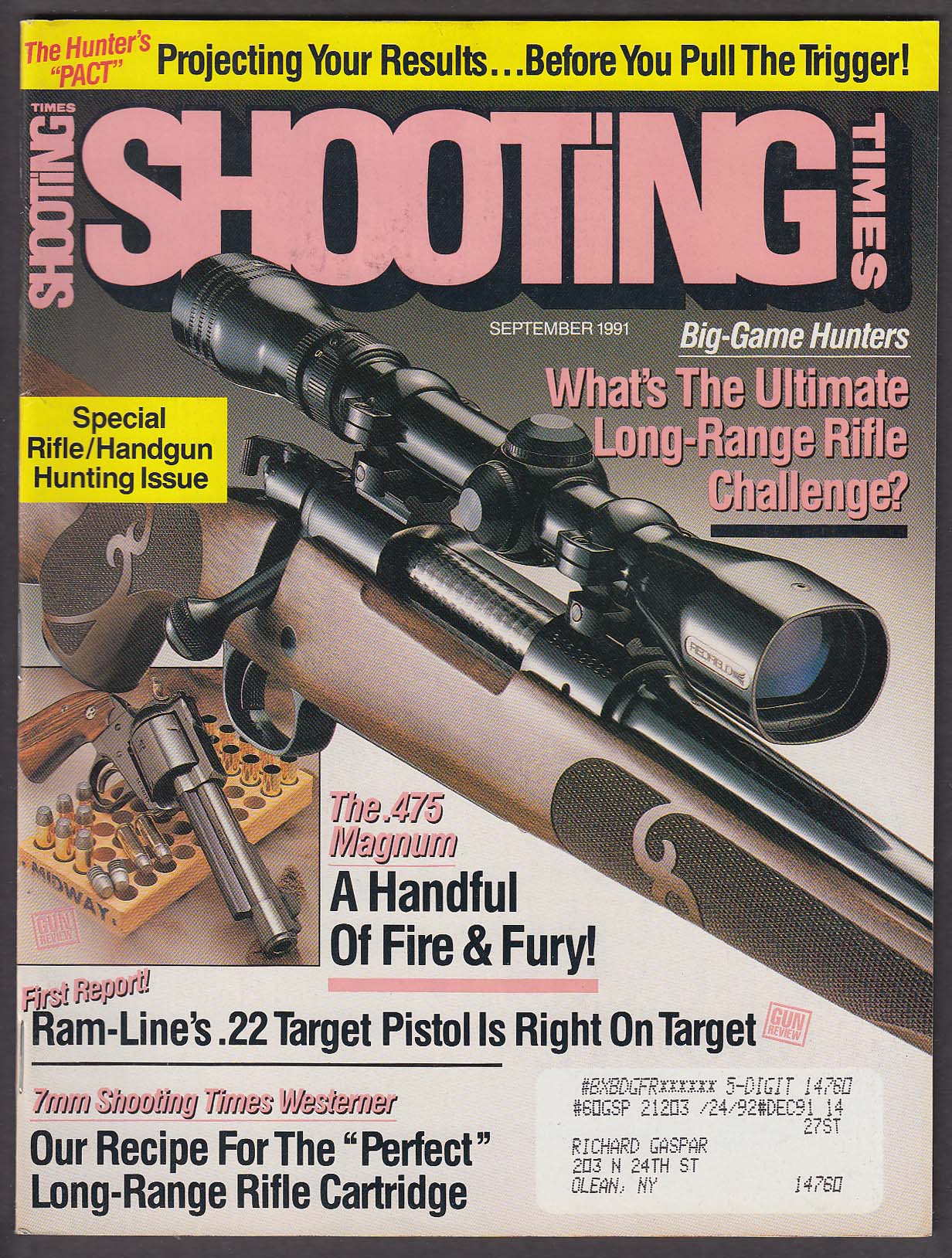 Image for SHOOTING TIMES Ram-Line .22 7mm Westerner Ruger + 9 1991