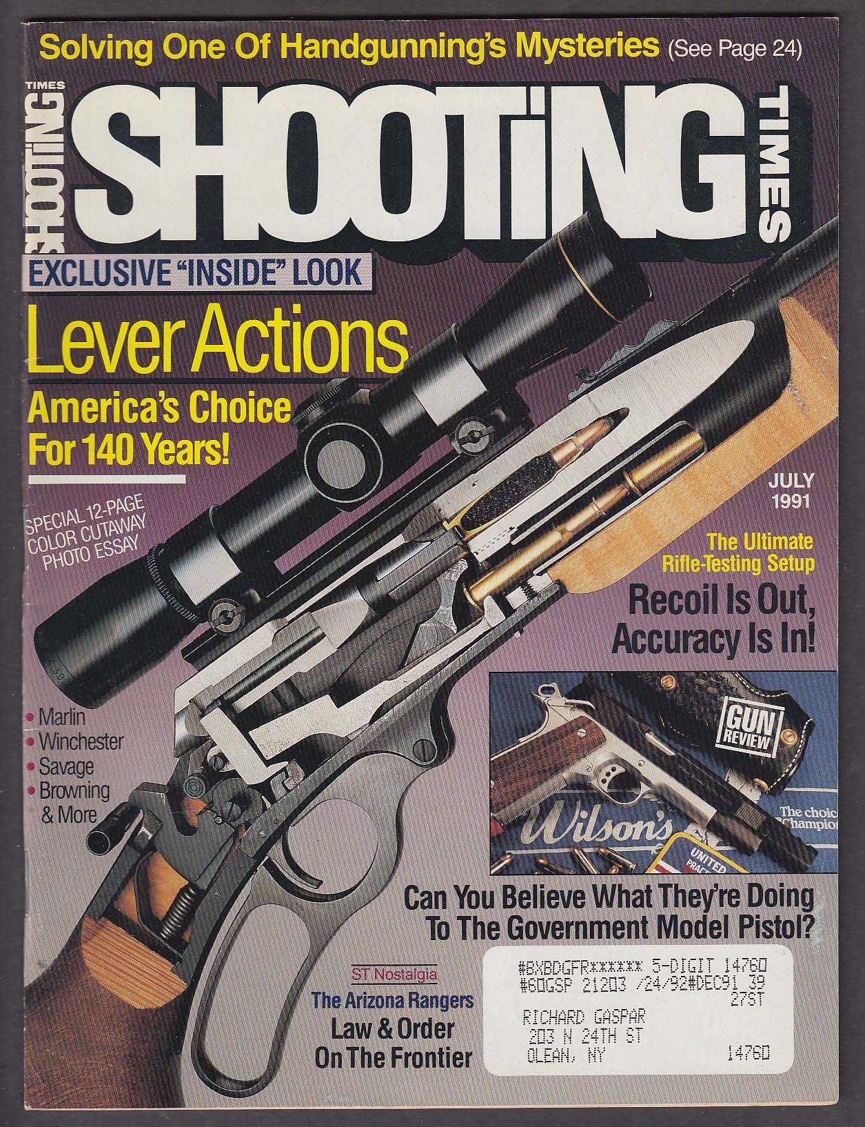 Image for SHOOTING TIMES Marlin Winchester Savage Browning Wilson Government + 7 1991