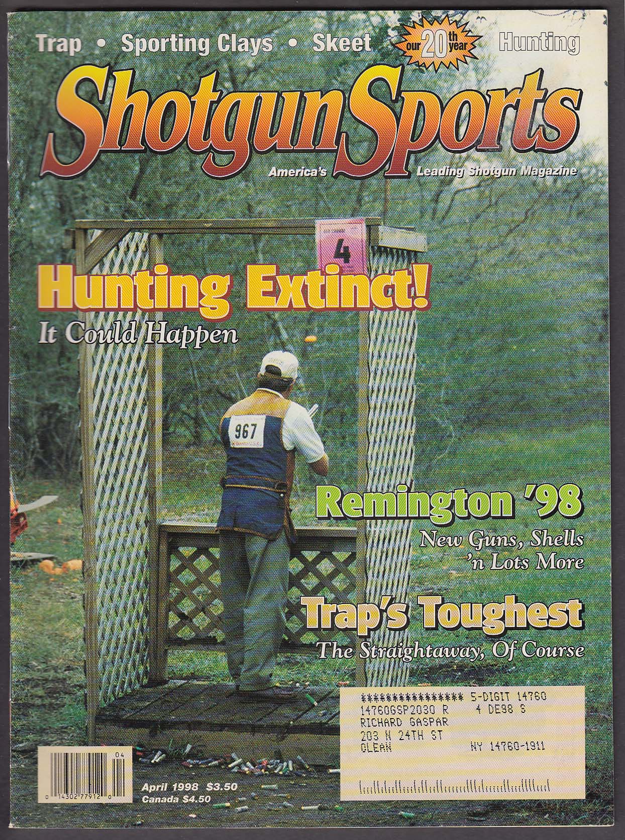 Image for SHOTGUN SPORTS Remington ZZ Skeet 1890s Sporting Guns + 4 1998