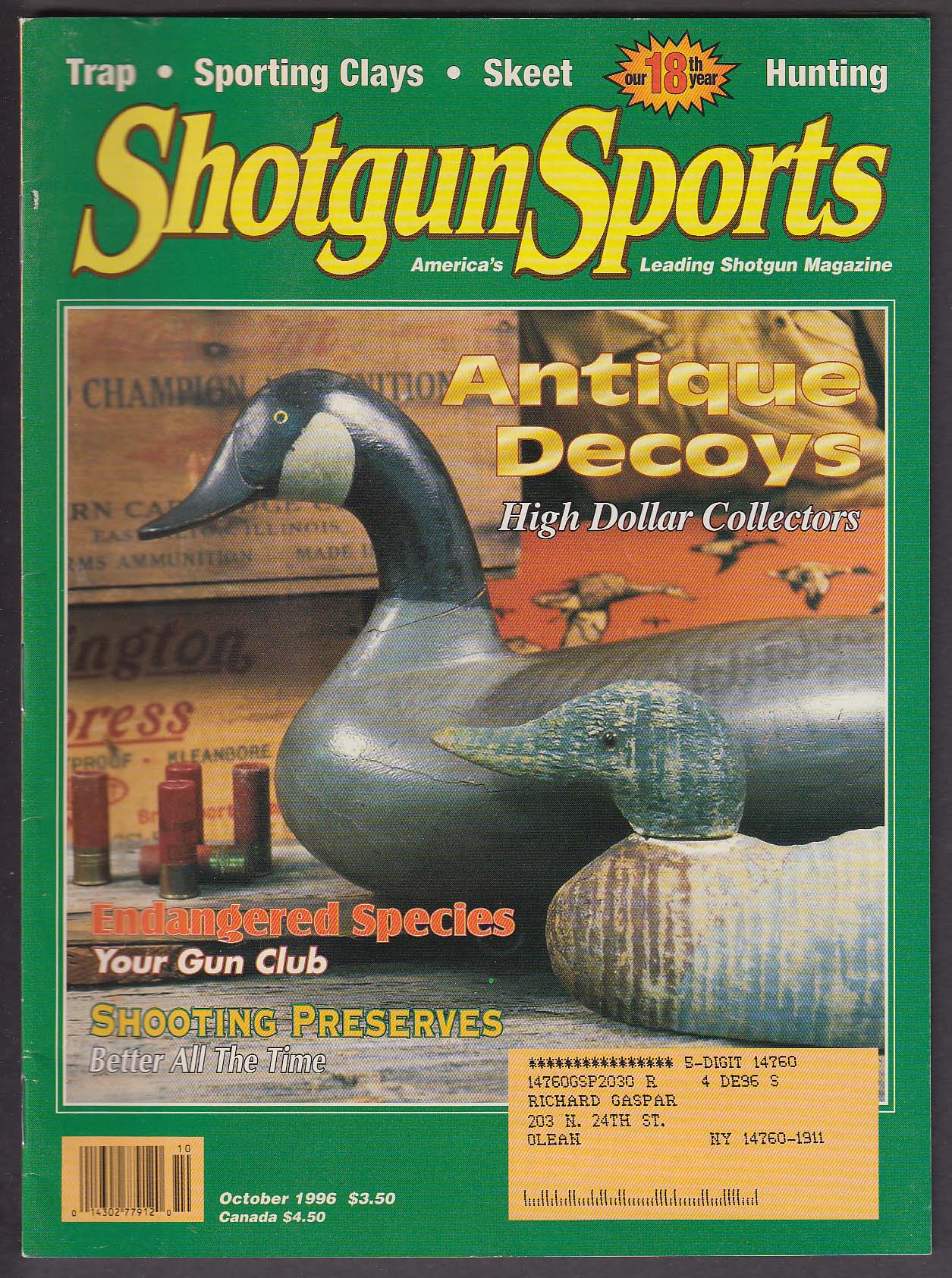 Image for SHOTGUN SPORTS Benelli Black Eagle Winchester Super-Field + 10 1996
