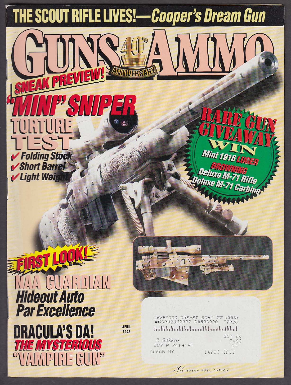 Image for GUNS & AMMO Robar QR2-F Steyr Scout NAA Guardian Colt Detective Special 4 1998