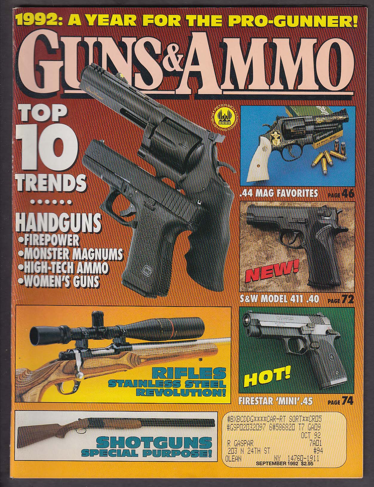 Image for GUNS & AMMO Smith & Wesson 411 Firestar Mini .44 Magnum Enfield Remington 9 1992