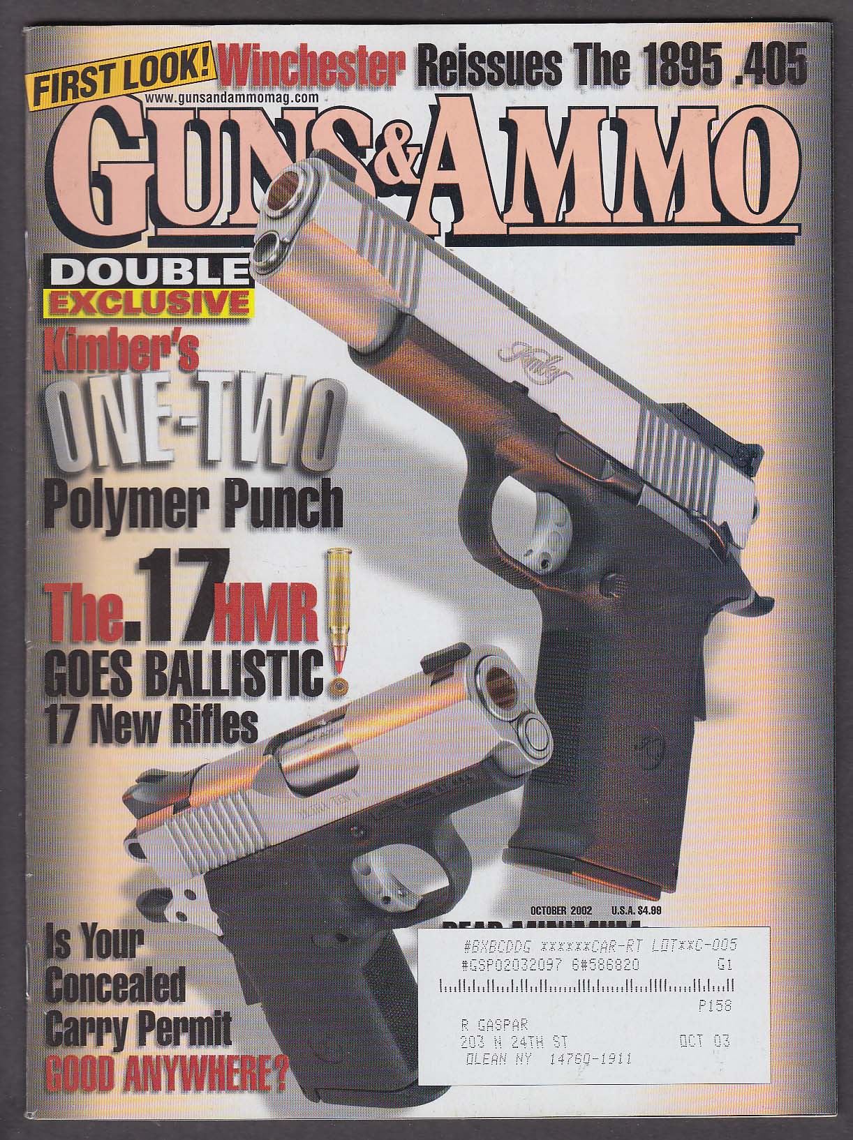 Image for GUNS & AMMO Winchester 1895 Kimber .17 Howa Varminter + 10 2002