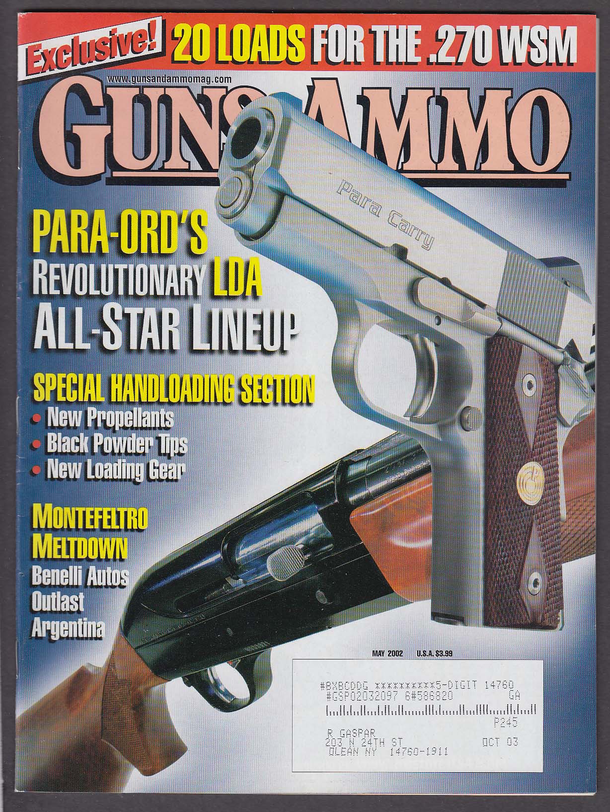 Image for GUNS & AMMO Para-Ordnance LDA Benelli M1 .44 Special + 5 2002
