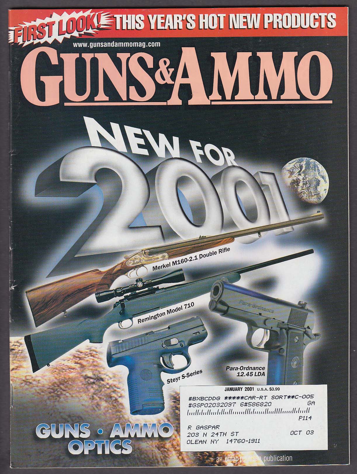 Image for GUNS & AMMO Merkel M160 Remington 710 Steyr Para-Ordnance Browning Carbon 1 2001