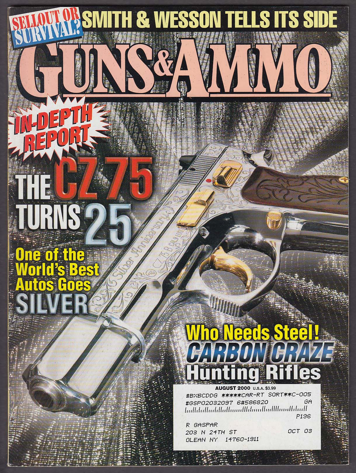 Image for GUNS & AMMO CZ 75 Smith & Wesson Weatherby .264 Winchester Magnum 8 2000