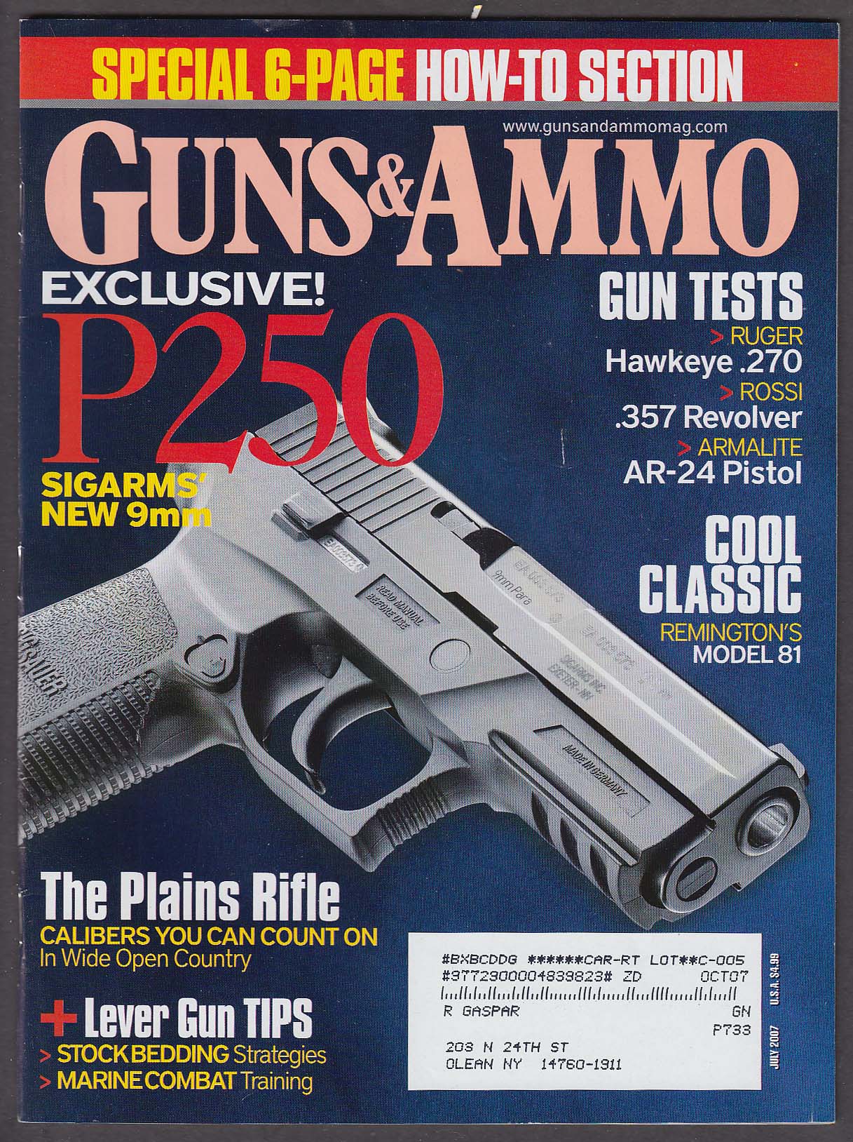 Image for GUNS & AMMO SIGARMS P250 Hawkeye .270 Rossi Armalite AR-24 7 2007