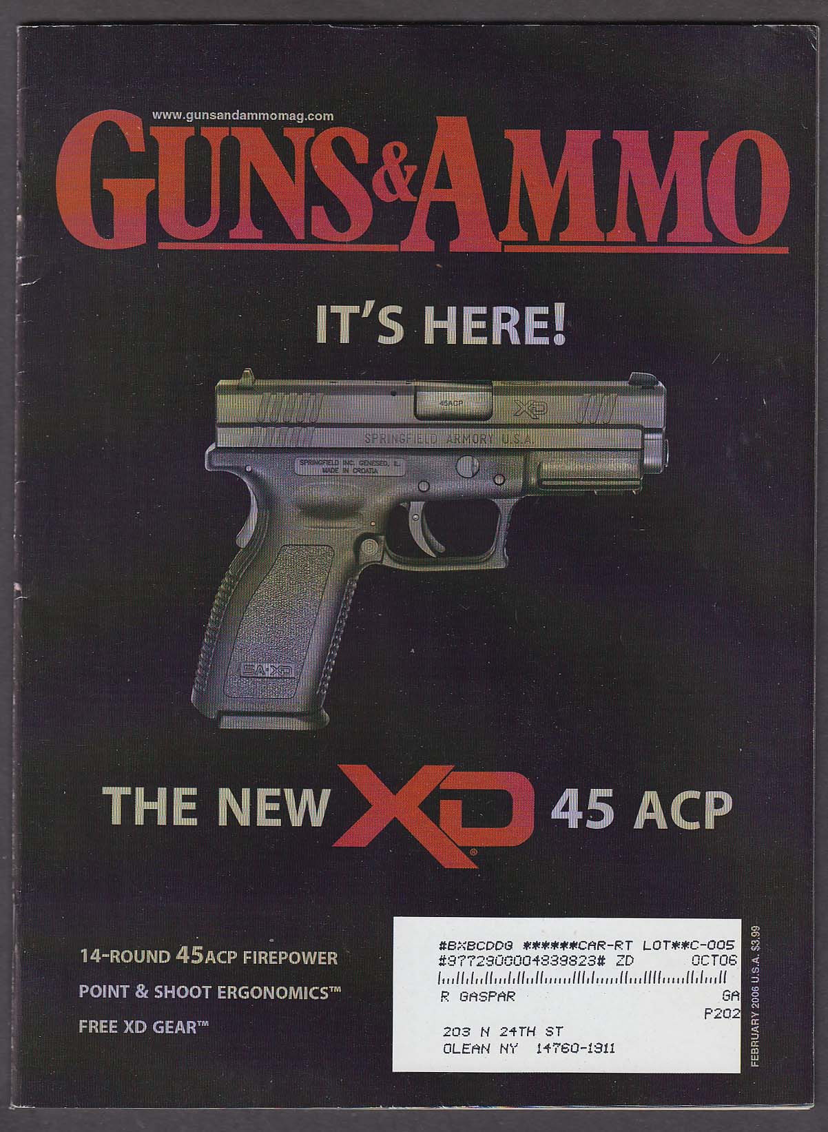 Image for GUNS & AMMO XD 45 ACP Luger P-08 Smith & Wesson No 3 + 2 2006