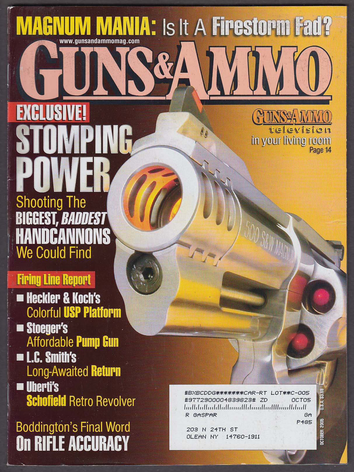 Image for GUNS & AMMO .500 Smith & Wesson Heckler & Koch USP Steoger Uberti + 10 2005