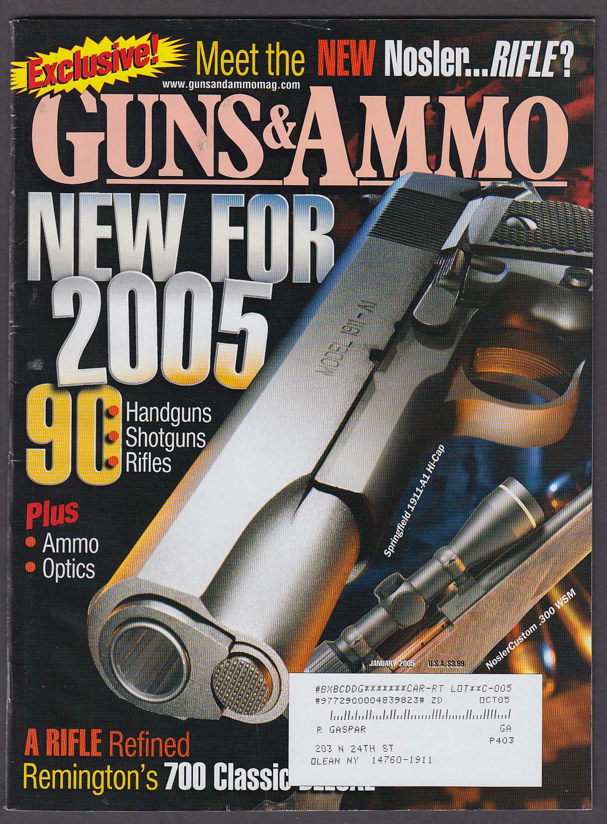 Image for GUNS & AMMO Springfield 1911-A1 Nosler Custom .300 WSM Remington 700 + 1 2005