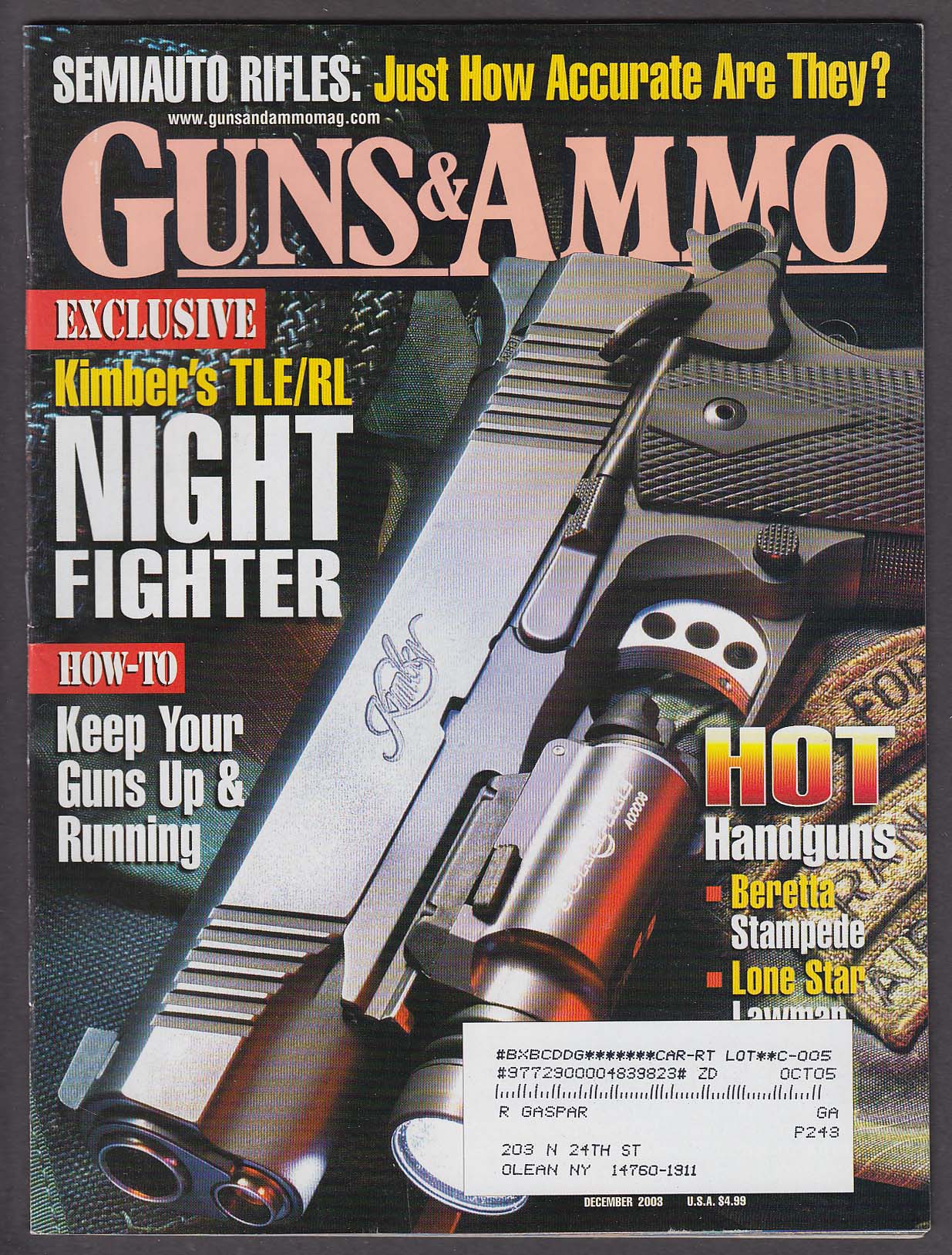 Image for GUNS & AMMO Kimber TLE/RL AR-15 M14 Beretta Stampede + 12 2003