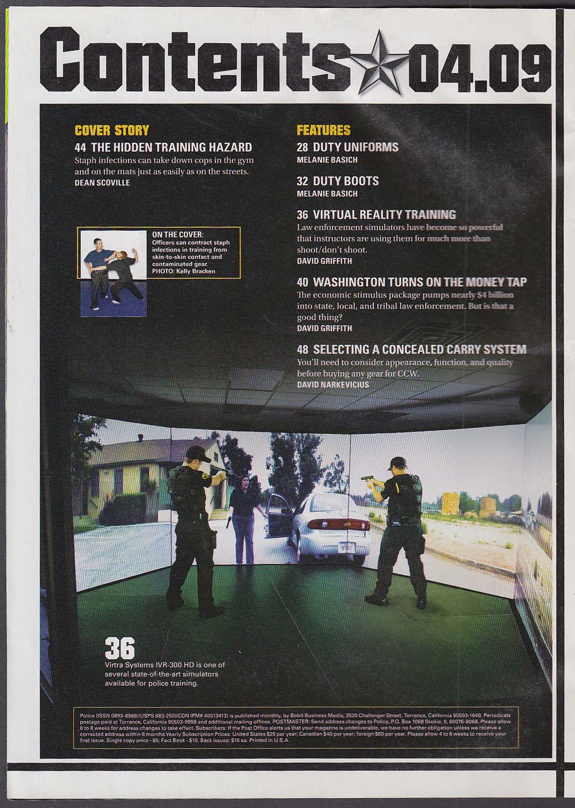 POLICE Law Enforcement Magazine Bacterial Training Hazard ++ 4 2009