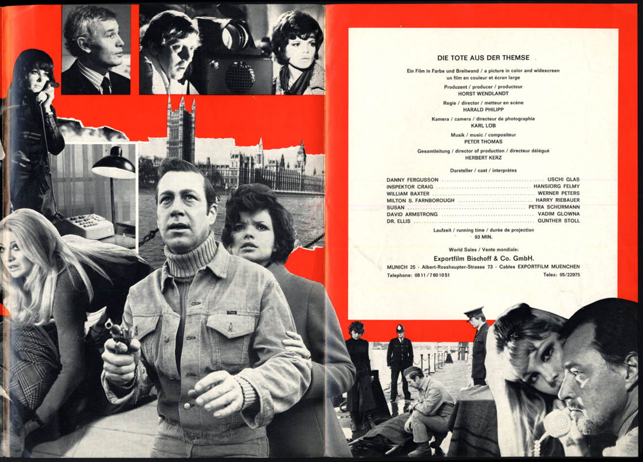 Die Tote aus der Themse / Angels of Terror movie promotional folder 1971